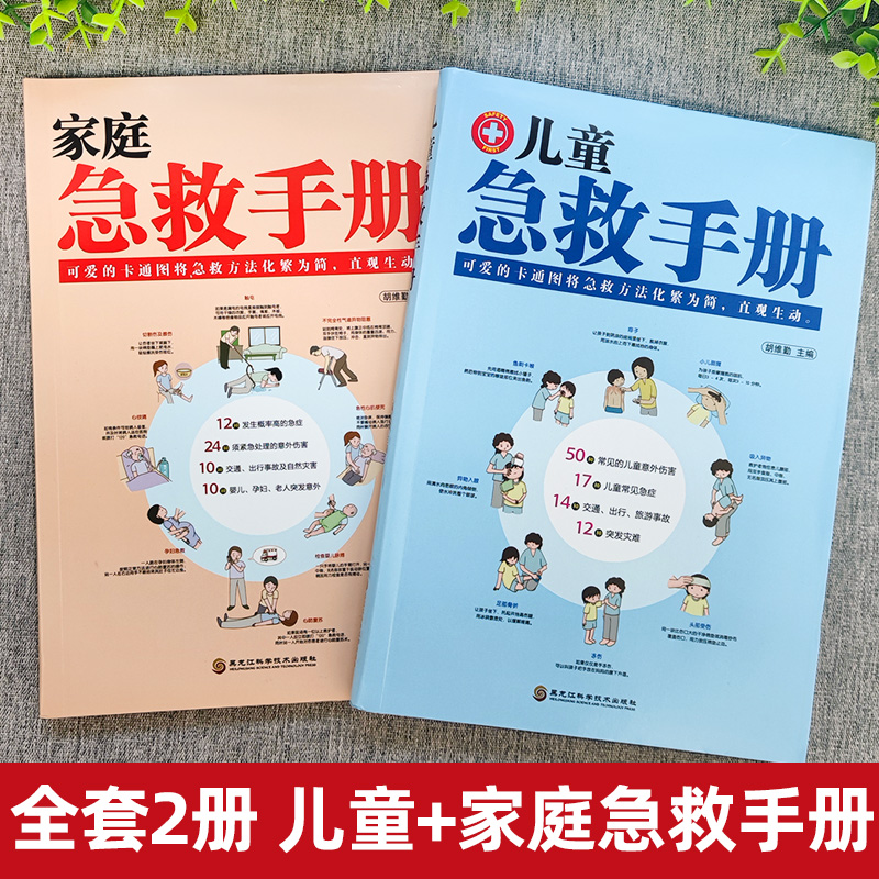 全2册 家庭急救手册+儿童急救手册 [正版]抖音同款儿童急救手册+家庭急救手册 书籍图解家庭常识健康书医学基本常识操作生高清大图