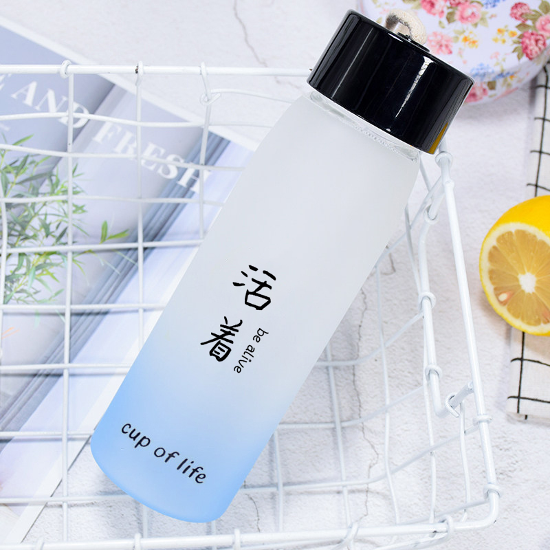 水杯男玻璃杯女磨砂简约ins风便携杯子清新森系创意个性潮流茶杯