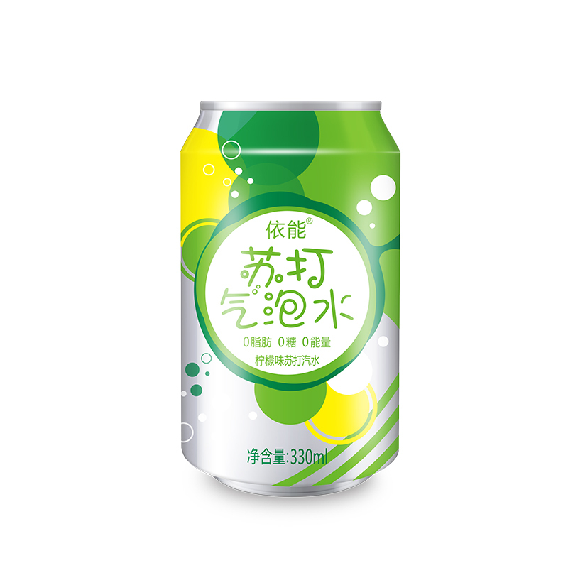 依能苏打水汽水 饮料气泡水柠檬味 330*24罐 整箱装