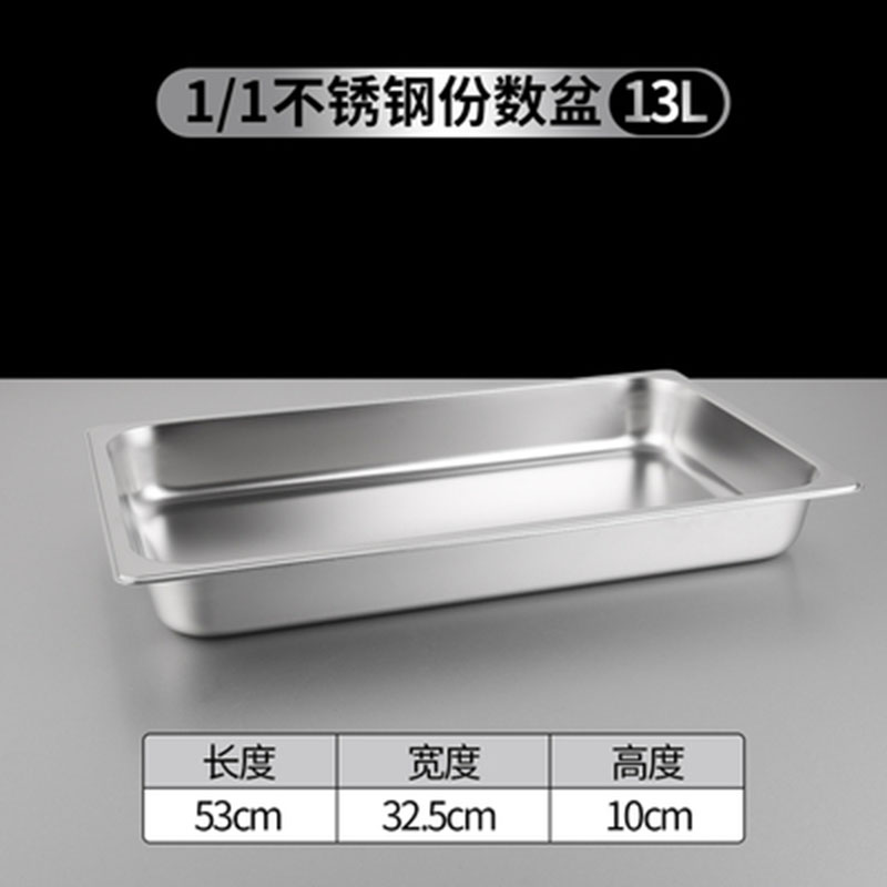 顺心优 不锈钢份数盆1/1 530*320*100mm/个高清大图