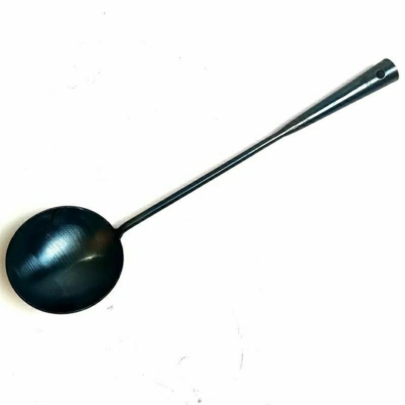 章丘手工锻打熟铁铁勺木把铁勺厨师铁铲铁勺马蛋勺胶蛋勺老式