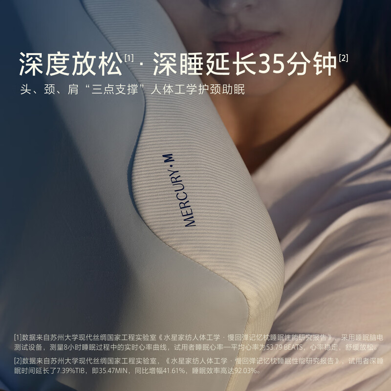 水星家纺-人体工学·慢回弹记忆枕42cm×70cm×10cm高清大图