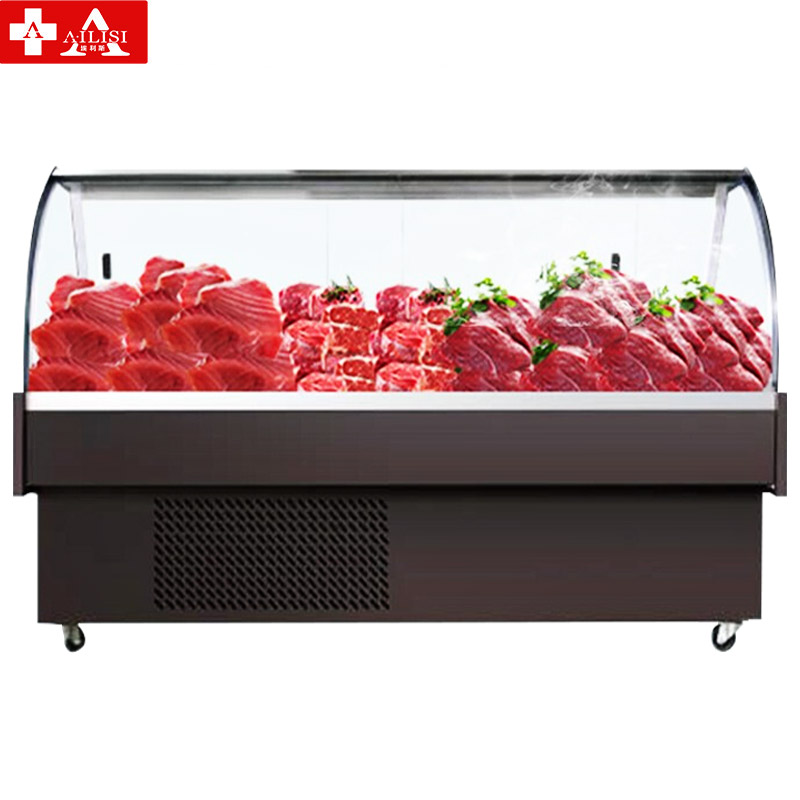 埃利斯(AILISI)1.6米商用冷鲜肉圆弧展示柜冷藏猪肉鸭脖保鲜柜卧式冰柜商用水果冷藏超市冷柜风直冷鲜肉柜