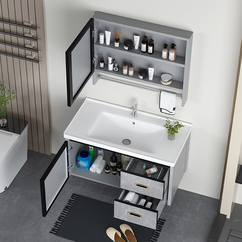 古达太空铝浴室柜组合抽屉卫浴洗漱台卫生间洗脸盆陶瓷一体洗手池