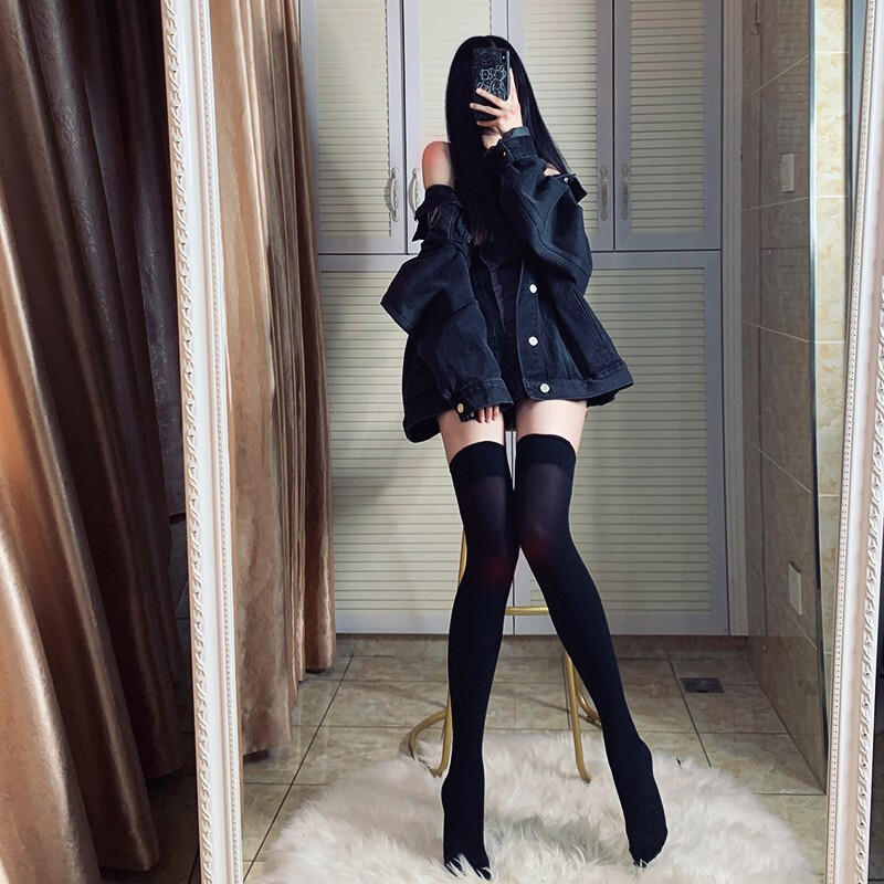 波迷娜（BOMINA)日系学生jk硅胶防滑长筒袜女过膝黑丝袜大腿袜中筒小腿袜显瘦 白色系带小腿袜 均码