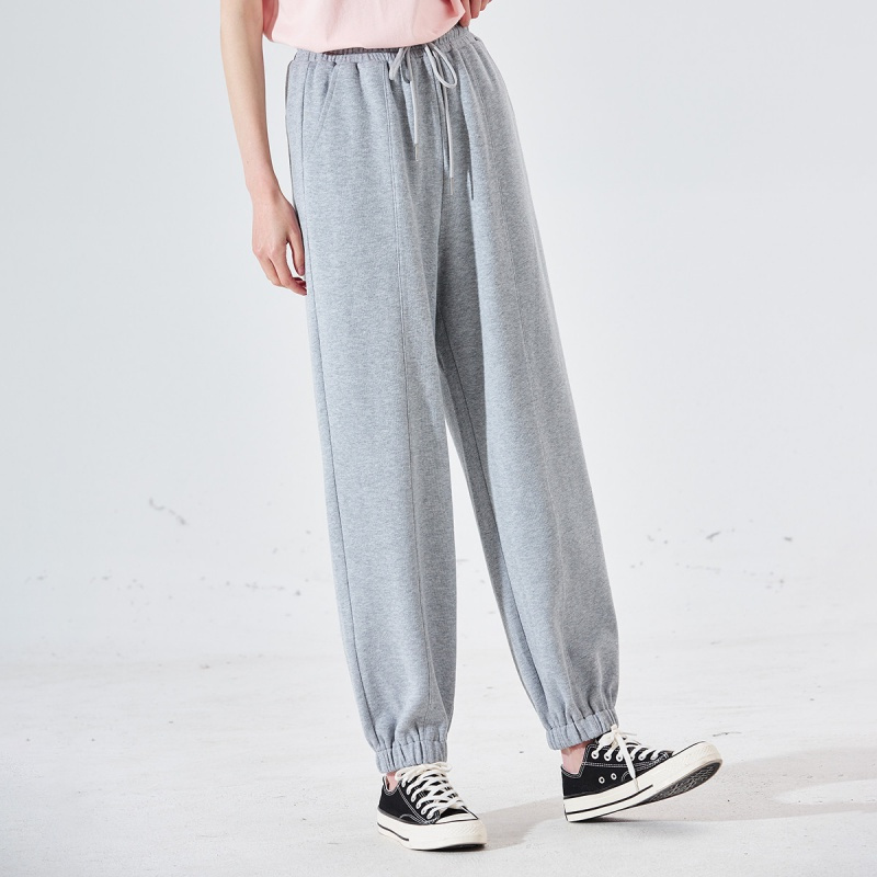 1折价399元叠加优惠券唐狮灰色运动裤女春秋季宽松休闲卫裤子ins潮