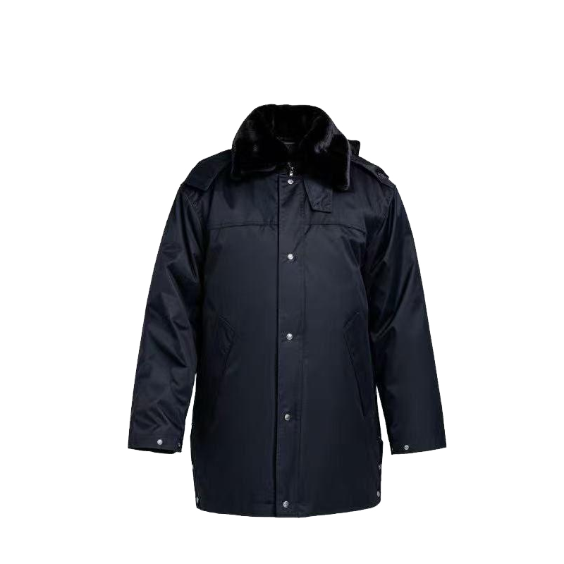 工作服-保安服黑色中长大衣防寒服165-195码 单位:件高清大图