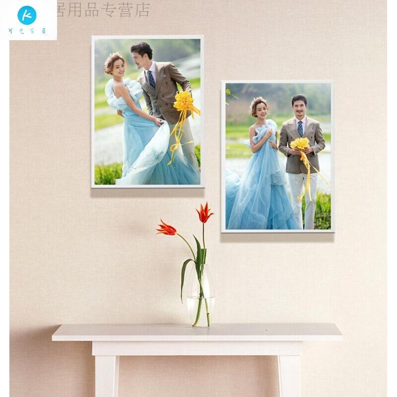 18新款时尚婚纱照定制水晶相框挂墙烤瓷大画制作20/24寸好品质白色