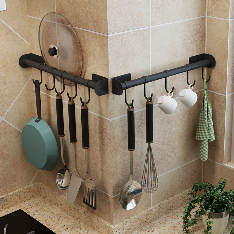 免打孔厨房挂杆不锈钢ciaa收纳挂件锅铲厨具用品挂钩墙壁挂置物杆挂架