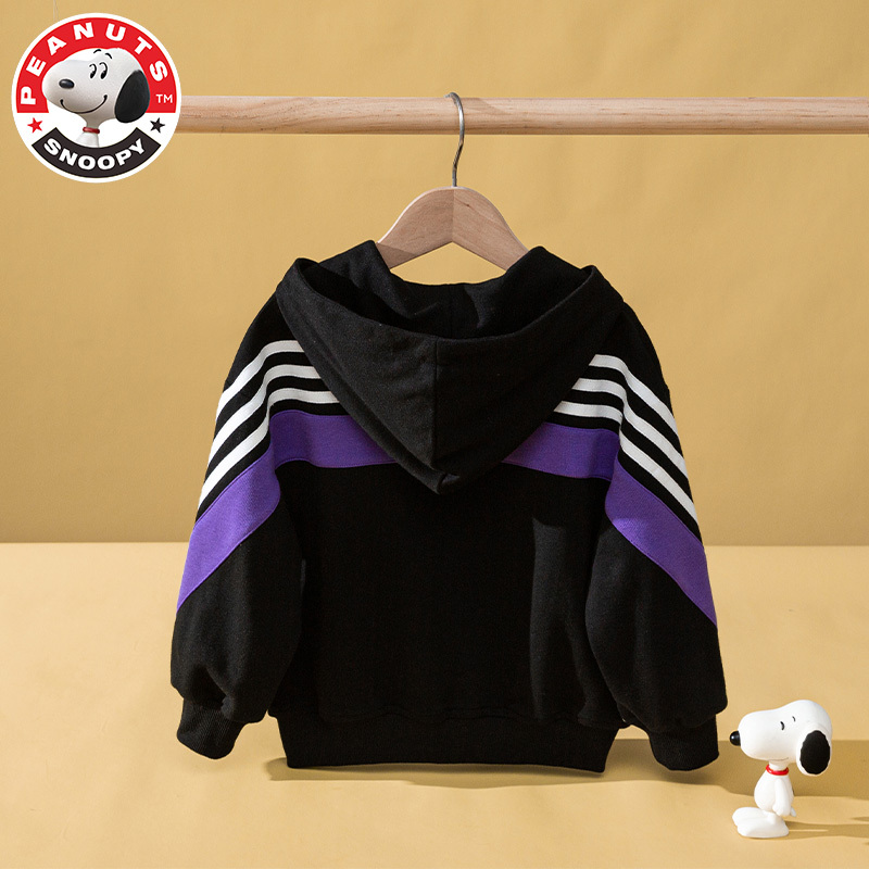 史努比(SNOOPY)新款儿童套装韩版撞色拼接休闲运动套装SXM070