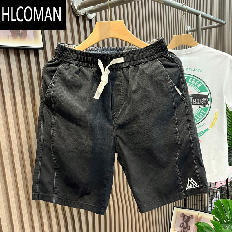 HLCOMAN美式复古设计感高级工装牛仔短裤男2025夏季超火抽绳中裤五分裤子