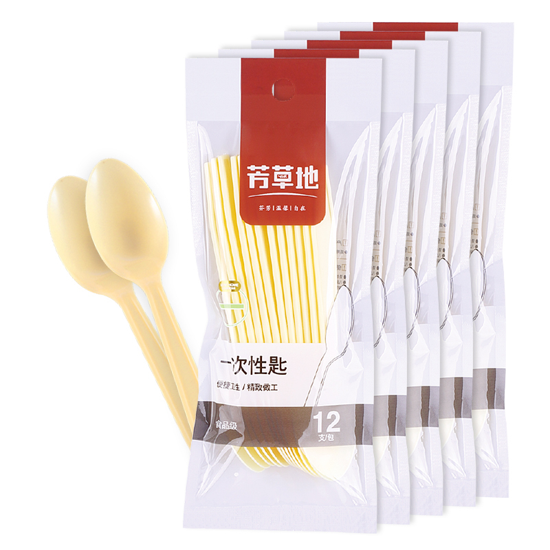 芳草地 一次性勺子塑料勺 12支*5包/组(3组起订)高清大图