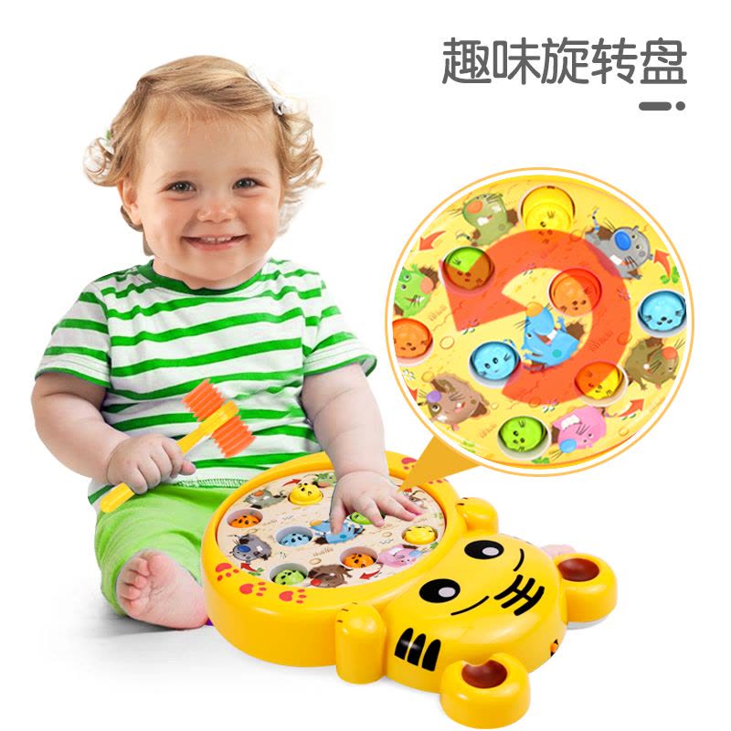 鑫思特【音乐大号打地鼠】儿童旋转盘伸缩地鼠敲打玩具幼儿益智敲击游戏机男女宝宝1-2-3岁敲敲乐 老虎打地鼠图片