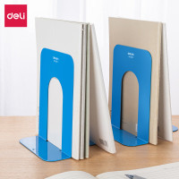 得力（deli）7.5英寸(高19cm)金属铁桌面书立置物架书收纳桌上书架 办公书靠2片 办公学习用品9262 蓝色