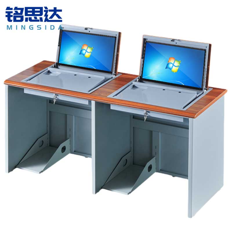 铭思达翻转电脑桌双人位张高清大图