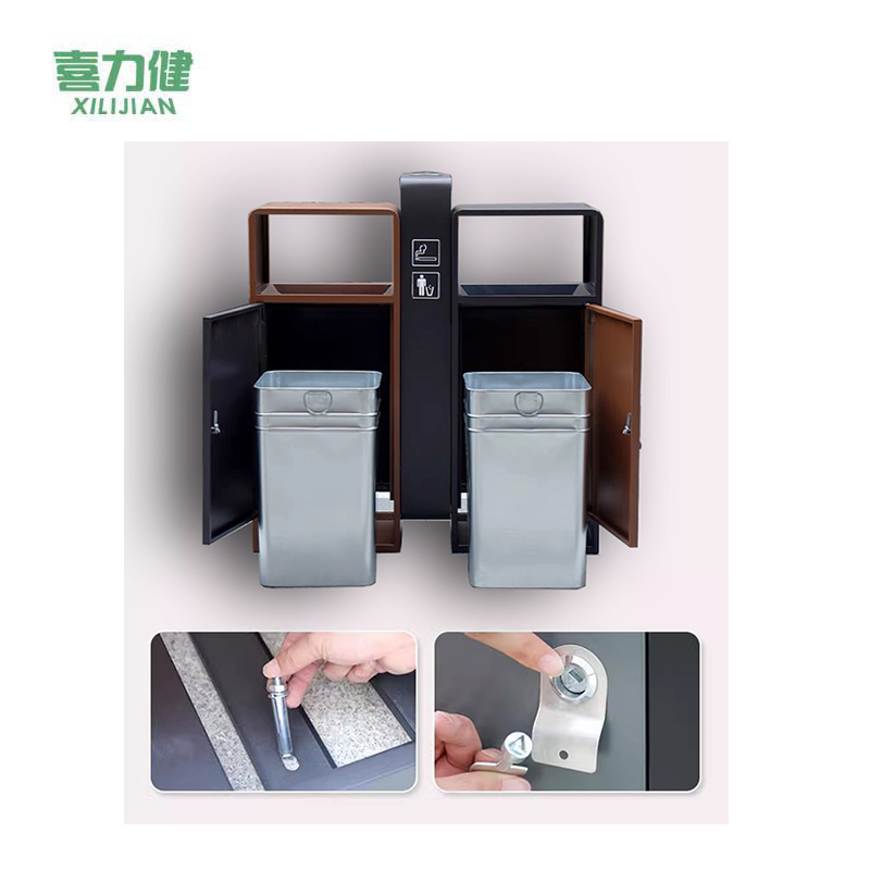 喜力健 户外垃圾箱 简约单桶咖啡色 个高清大图