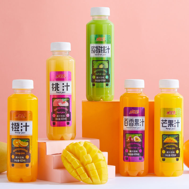 【5种口味果汁】420ml*6/15瓶橙子汁芒果猕猴桃百香果白桃汁饮料整箱