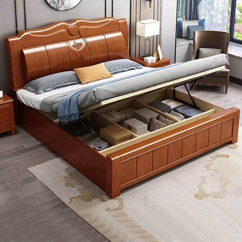 臻远ZY-SMC-161 现代简约实木床双人床 1.5米气压高箱