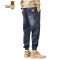 YANXU牛仔裤男潮牌宽松紧腰大码九分裤子男士秋装哈伦工装束脚裤