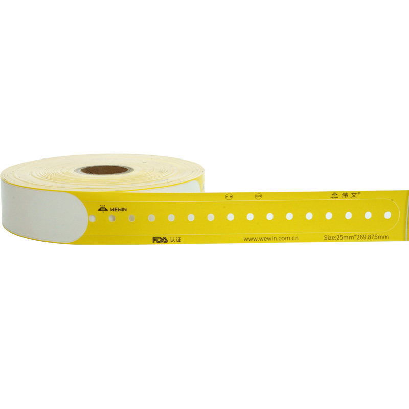 伟文（wewin）WD25-270-100（黄色042) (20卷)一次性医用热敏打印腕带标识/成人