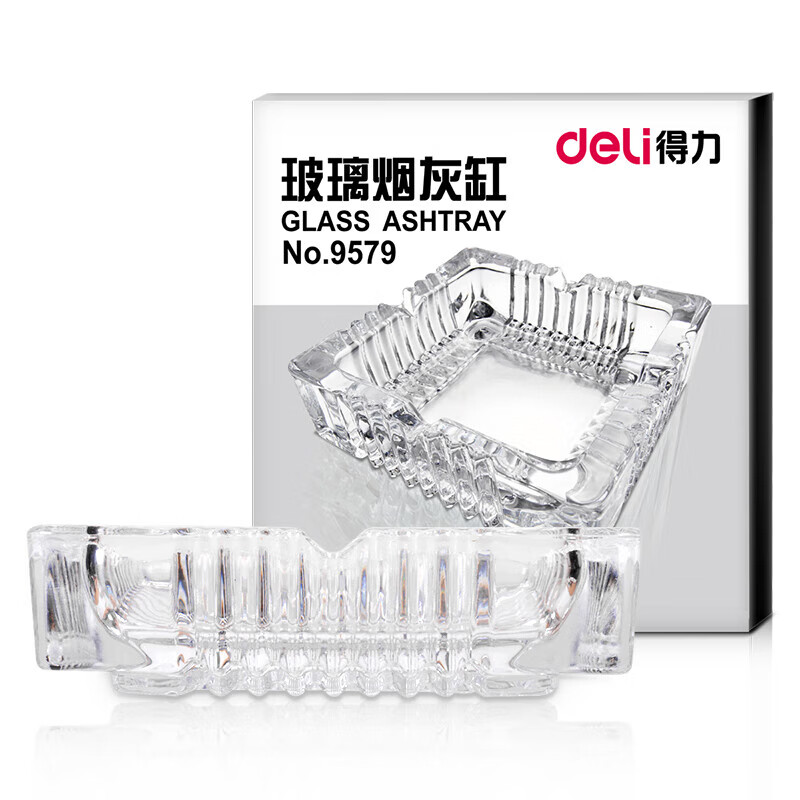得力(deli) 欧式方形玻璃烟灰缸 150×150mm 9579高清大图
