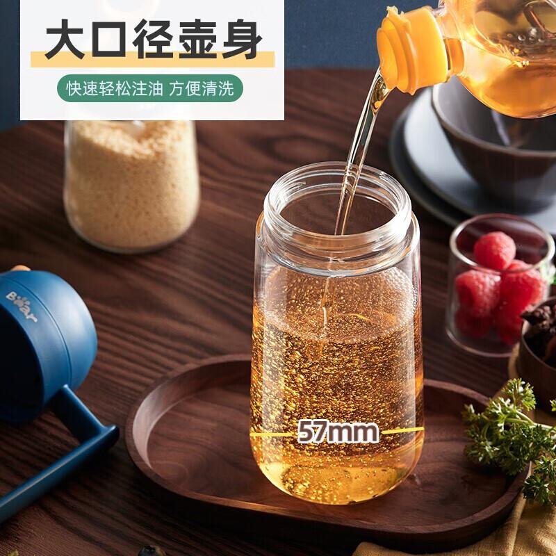 小熊(Bear)油壶食用油调料罐家用厨房防漏油壶自动开合玻璃油瓶 粉 600ml CX-W0037-S02高清大图