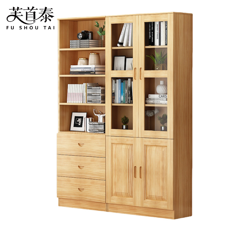 芙首泰木质书柜两门三抽120*32*195cm个高清大图