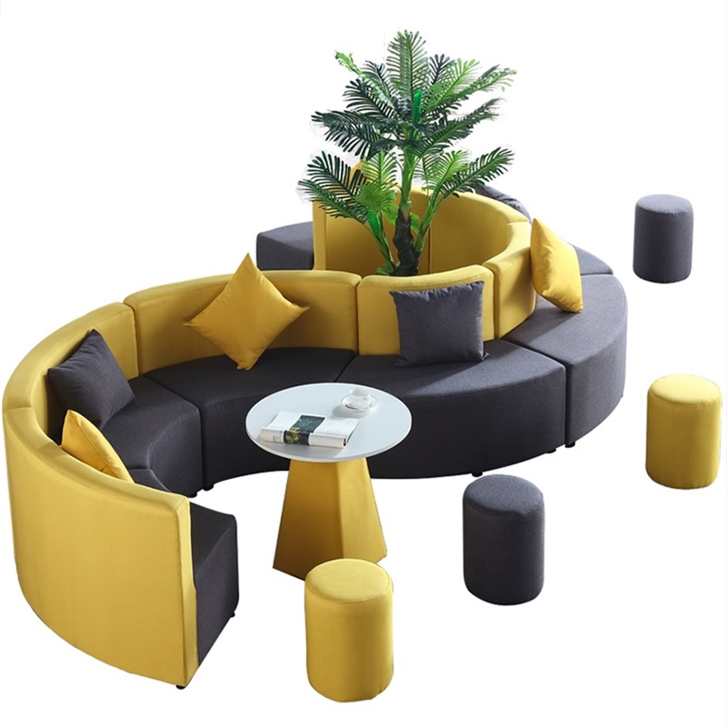 迅众 3700*2100mm s型沙发 茶几 4圆凳 办公沙发个性创意培训机构休息