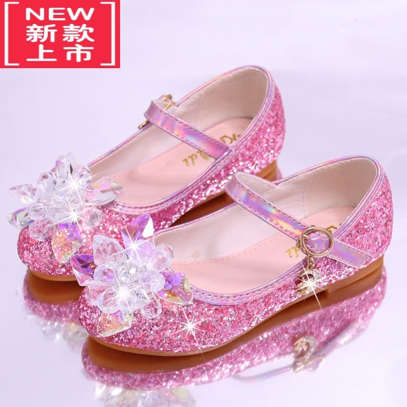 可莉允儿童春秋鞋韩版女童公主裙鞋银色演出水晶鞋宝宝平跟小中大童皮鞋运动休闲鞋图片