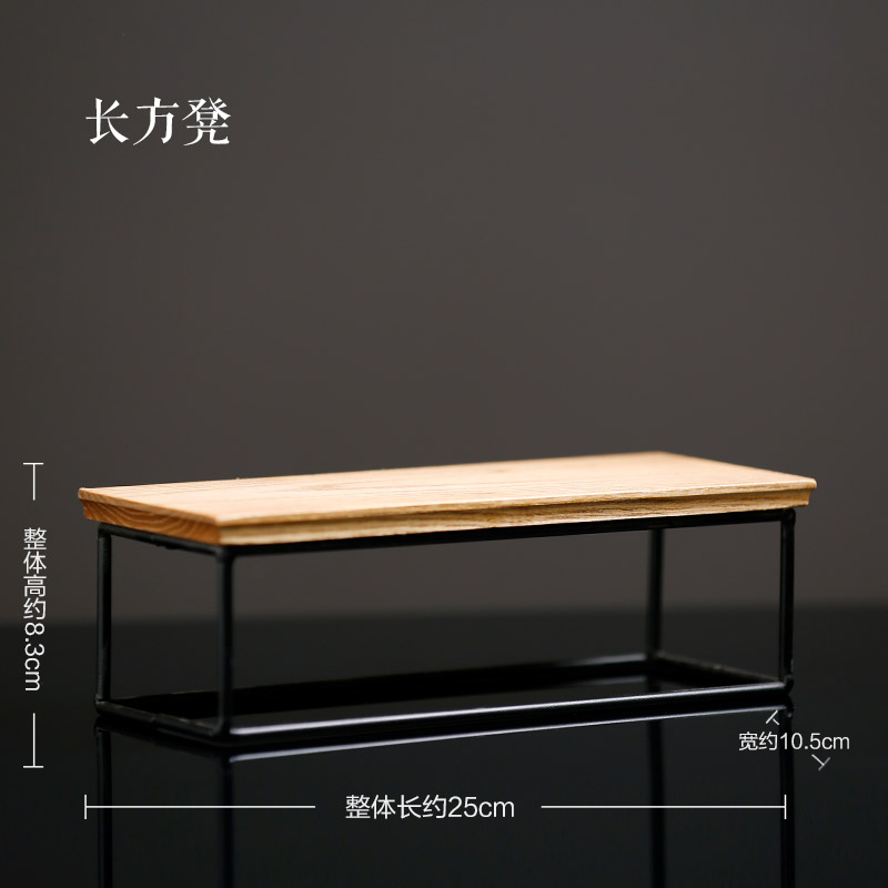 陶瓷工艺品底座置物架底托小博古架酒柜电视柜格子装饰品茶几收纳 三维工匠 长方凳摆件高清大图