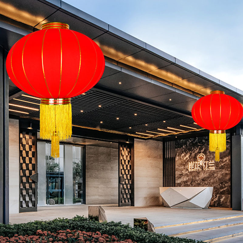 域赢 灯笼广告定制印字灯笼绒布户外防水防晒阳台春节大红灯笼 [120#绒布加厚防水撑开直径73厘米]高清大图