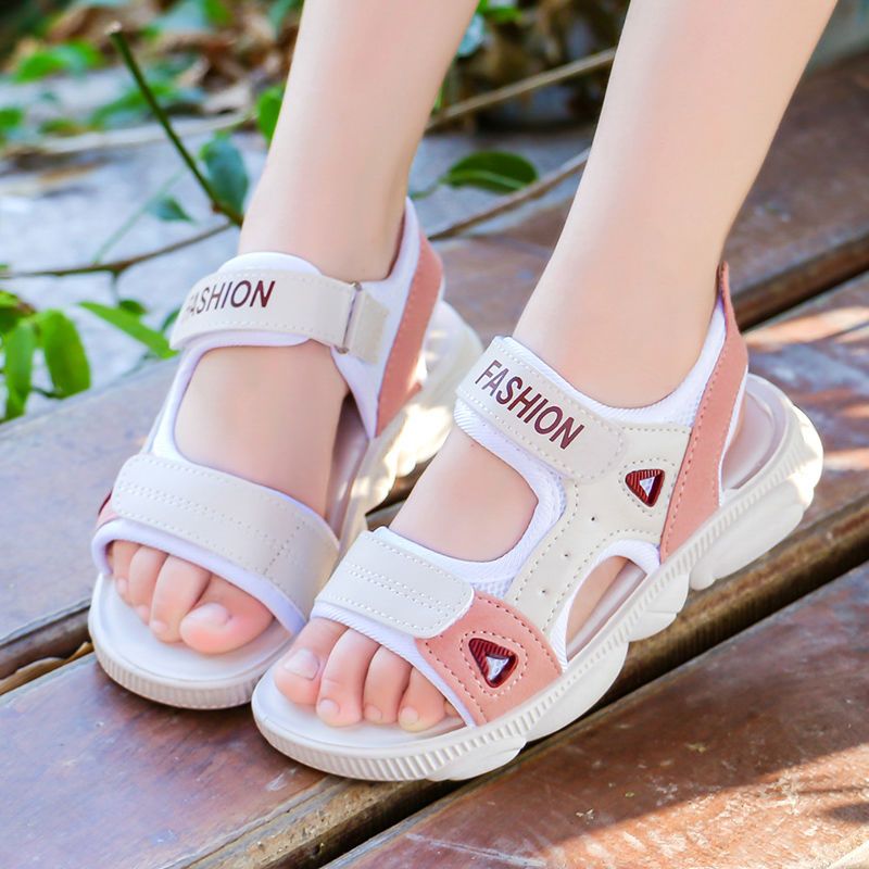 [品彩]女童凉鞋儿童凉鞋女2019夏季新款女童小孩小童防滑软底男童沙滩鞋