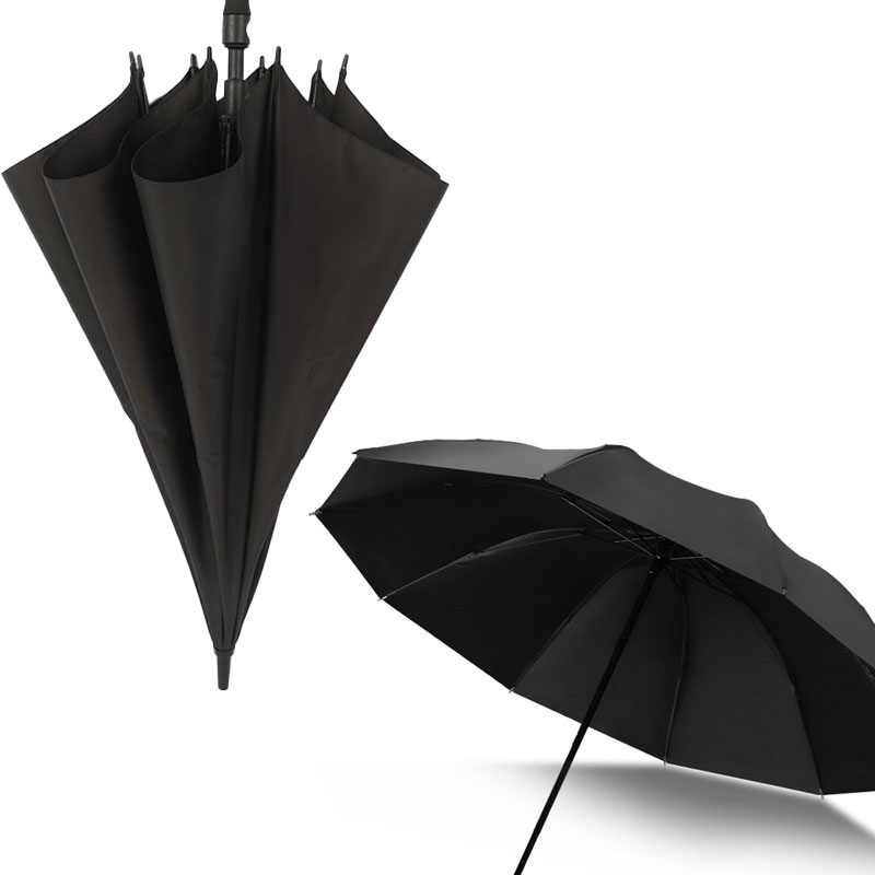敏胤黑胶加固长柄晴雨伞MY-6664 黑色高清大图