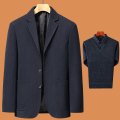 啄木鸟爸爸春装外套装中年西服男春秋季喜公公婚宴礼服中老年西年 175/L适合105-120斤 藏青色+假两件