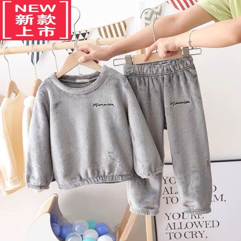 可莉允秋冬儿童暖暖裤套装冬季加绒男童睡衣宝宝上衣女童装保暖加厚睡裤保暖裤图片