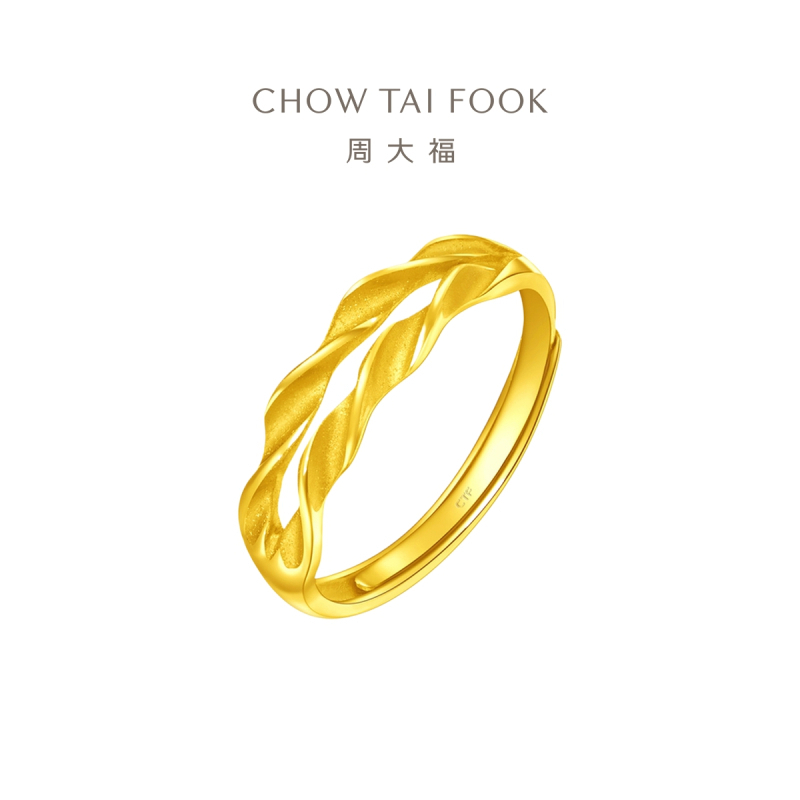 周大福珠宝首饰麦穗足金黄金戒指计价(工费:120元)F221324送礼D 3.1g足金工费108元