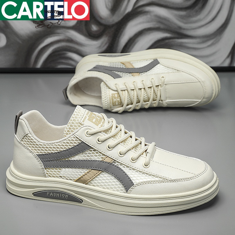 [线下专柜同款]卡帝乐鳄鱼(CARTELO)新款厚底透气男士时尚休闲鞋板鞋男鞋小白鞋潮鞋