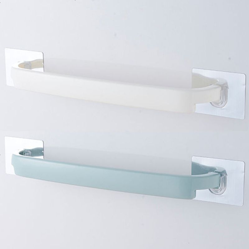 毛巾架免打孔挂毛巾拖鞋架子卫生间置物架墙上挂钩浴室鞋架收纳架 白色+浅蓝[2个装] 中号
