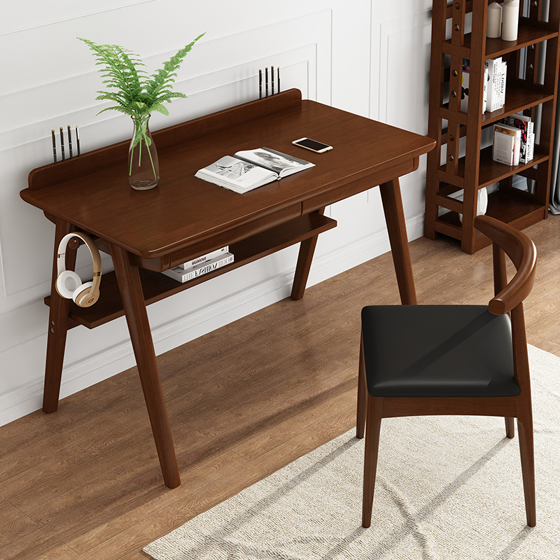 艺可恩北欧实木书桌家用书房卧室中小学生写字桌台式电脑桌简约学习