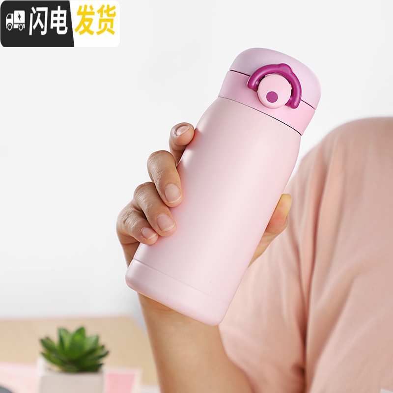 三维工匠保温杯女士便携小巧迷你小水杯儿童简约学生小容量200小号杯子 紫色/200+背带高清大图