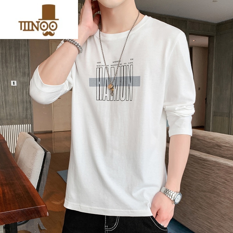 YANXU长袖t恤男士秋季内搭打底衫男装2023新款上衣服款卫衣恤高清大图