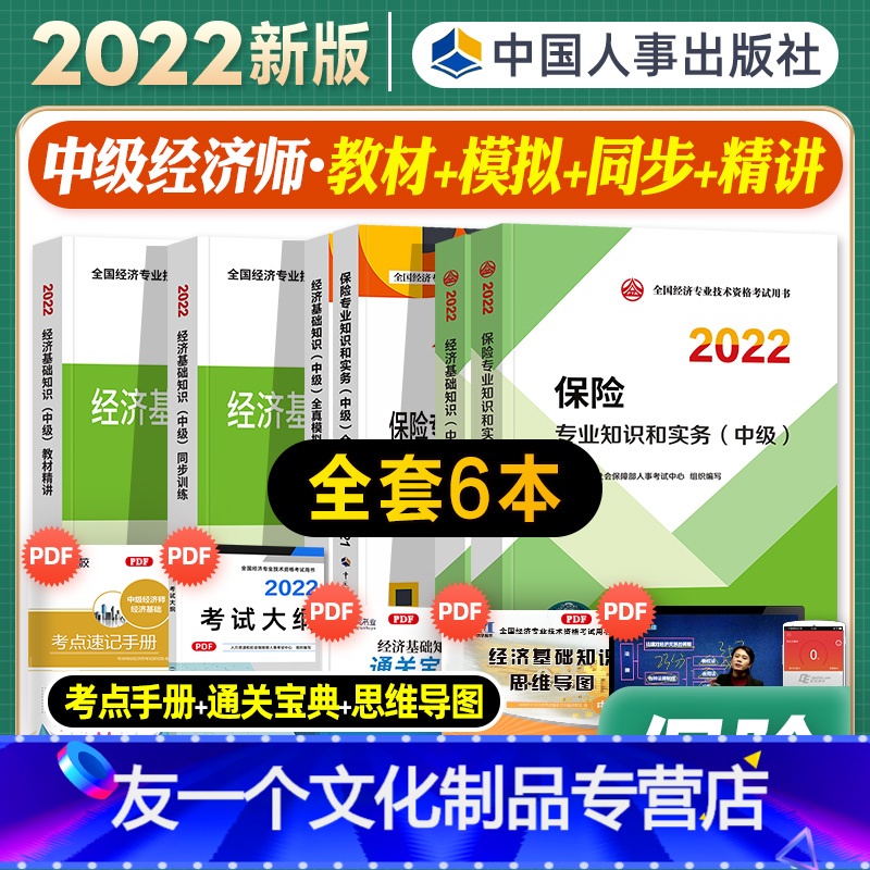 【友一个正版】中级经济师2022年新版教材经济基础知识保险专业知识与实务教材精讲同步训练全真模拟测试2022全国经济专