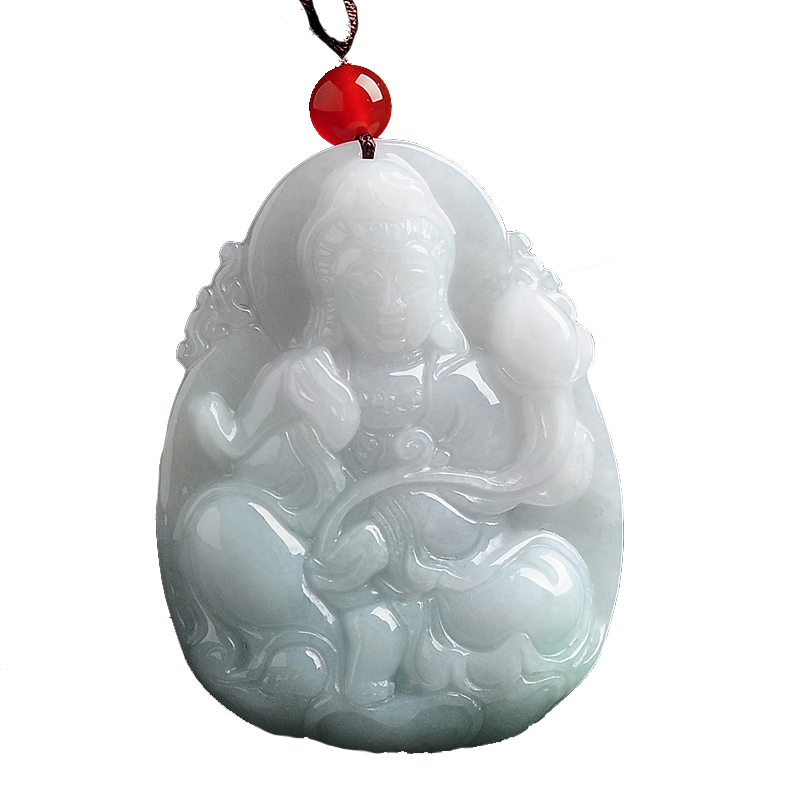 翡翠莲花观音坠菩萨挂件男款玉石项坠饰品带证书送女朋友七夕情人节