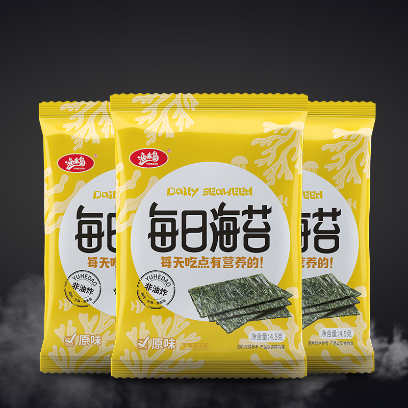 渔禾岛每日海苔非油炸原味儿童孕妇大片袋装即食烤紫菜休闲零食图片 高清实拍大图 苏宁易购