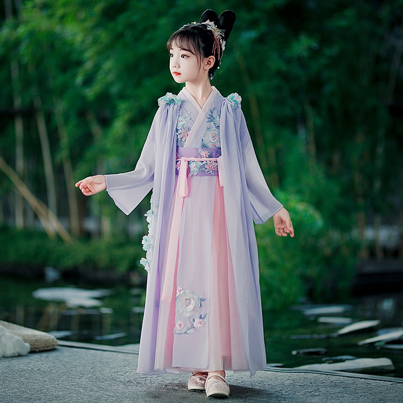 女童汉服古风连衣裙智扣超仙儿童古装襦裙冬季小女孩中国风唐装春秋装