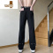 YANXU美式秋季潮牌牛仔裤男士按扣设计感修身裤子vibe潮流高街直筒长裤