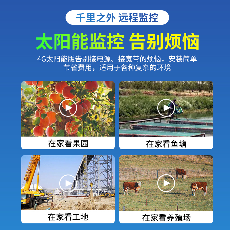 送监控循环录像卡 4G流量卡太阳能摄像头监控器360度无死角人形追踪全景家用手机远程无网无电室外全彩夜视高清