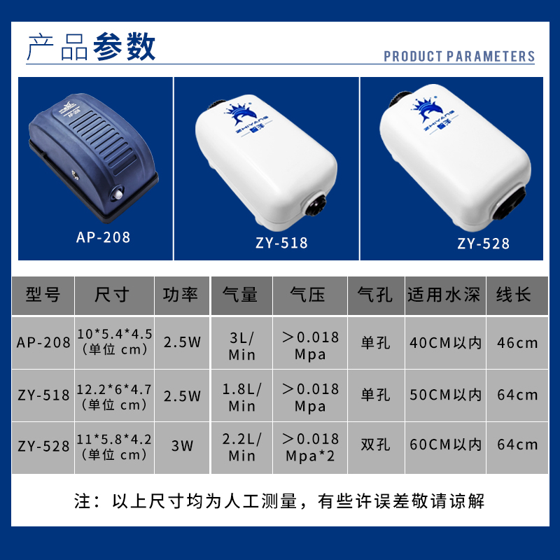 鱼缸充氧增氧泵 水族箱气泵 增氧机小型氧气泵双孔养鱼氧气泵高清大图