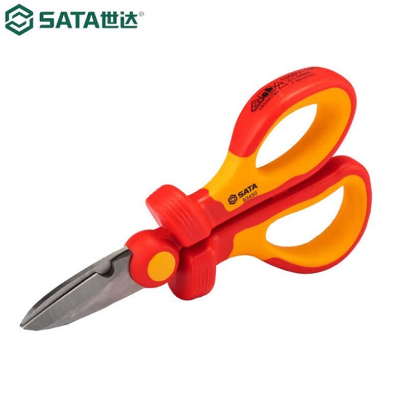 世达(SATA)强力电工剪 双色柄线缆剪 93450 VDE绝缘电工剪
