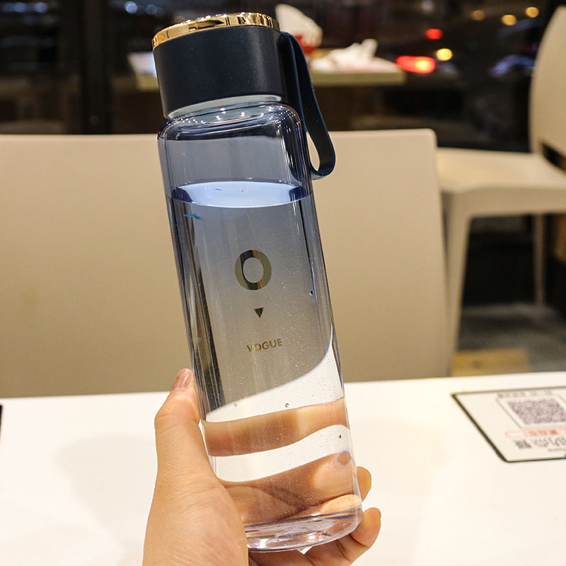 车载随手杯潮流情侣学生高颜值水杯防漏 蓝色400ml 0686渐变玻璃杯